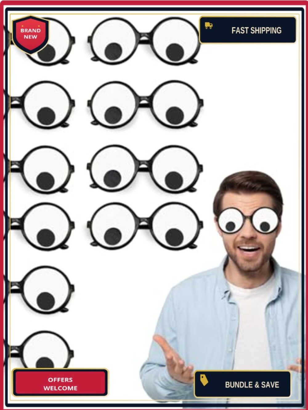 10 Pairs Shaking Eyeball Glasses Funny Costume Party Eyewear Adult Novelty